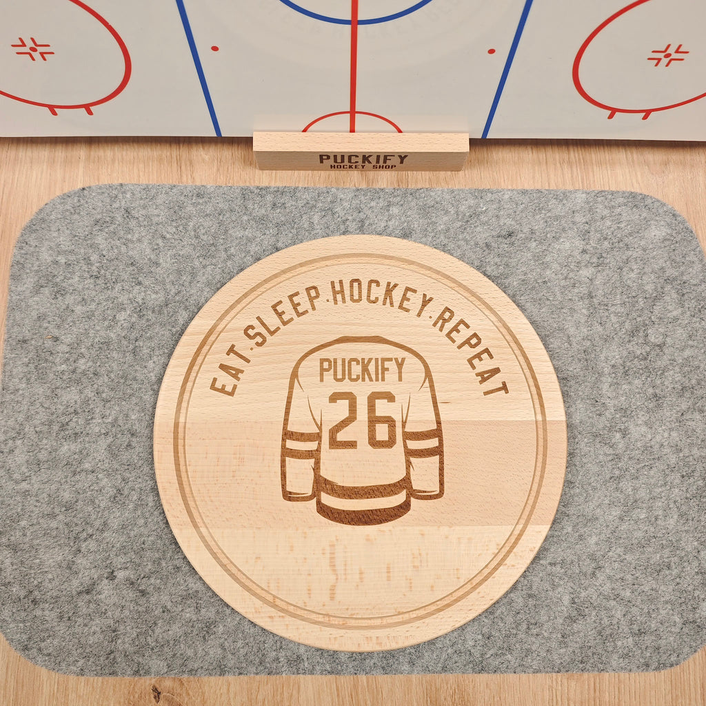 Board round -Eat. Sleep. Hockey. Repeat.-