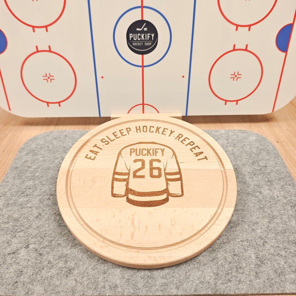Board round -Eat. Sleep. Hockey. Repeat.-