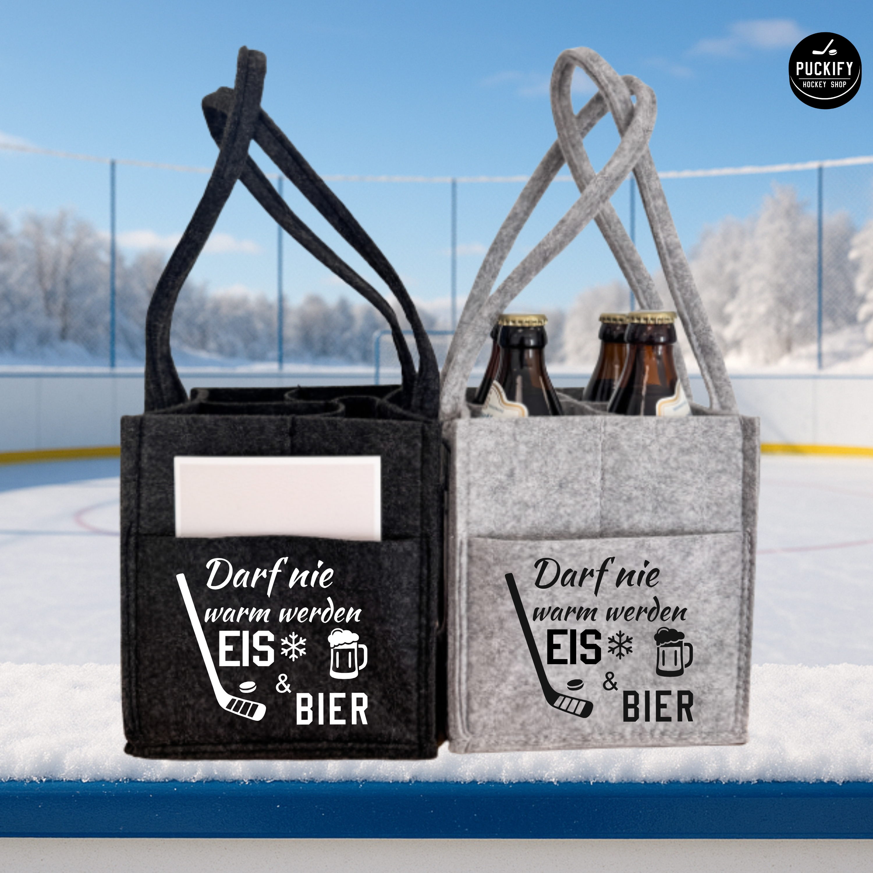Ice hockey bottle bag "ICE CREAM &amp; BEER"