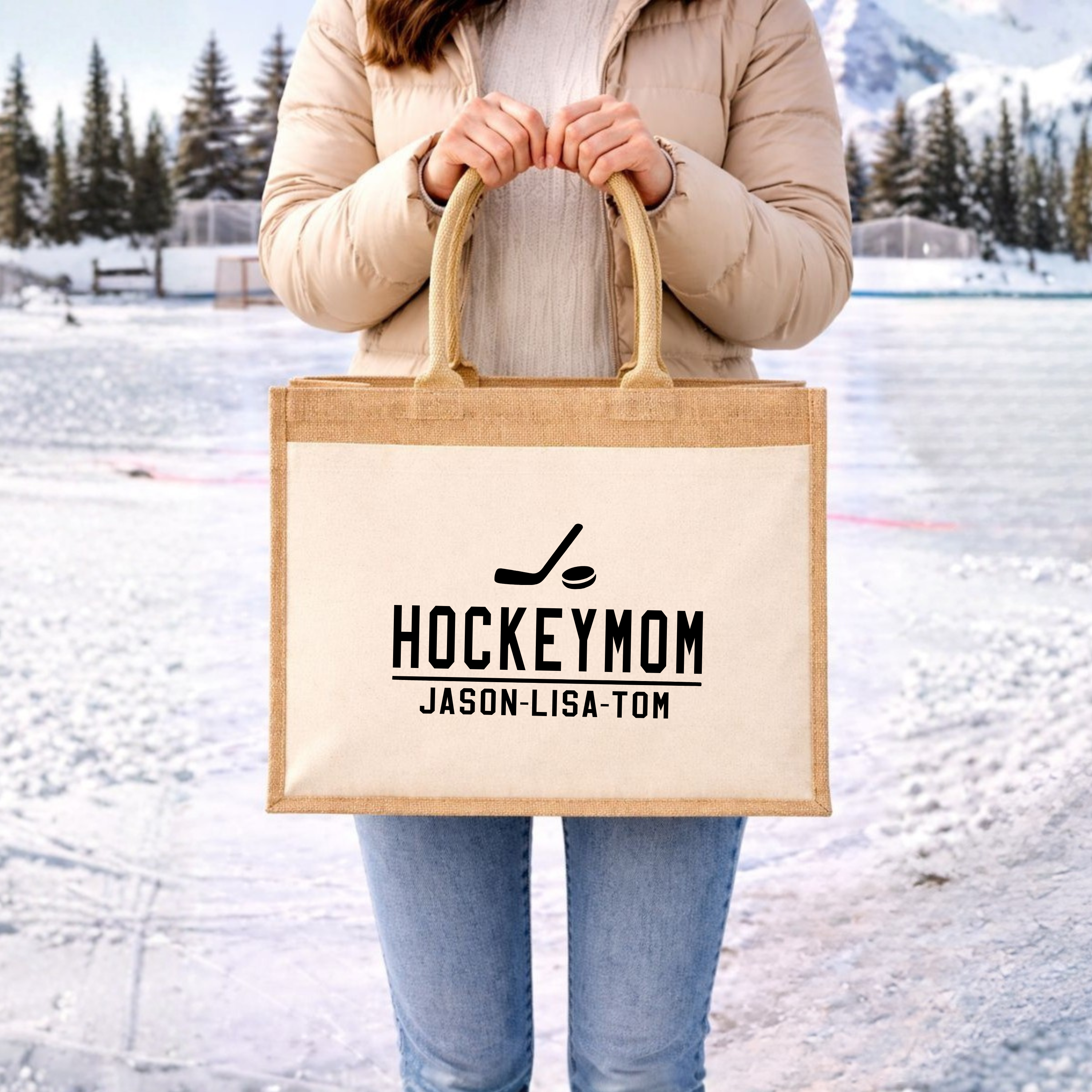 Jutetasche Hockey MOM personalisiert