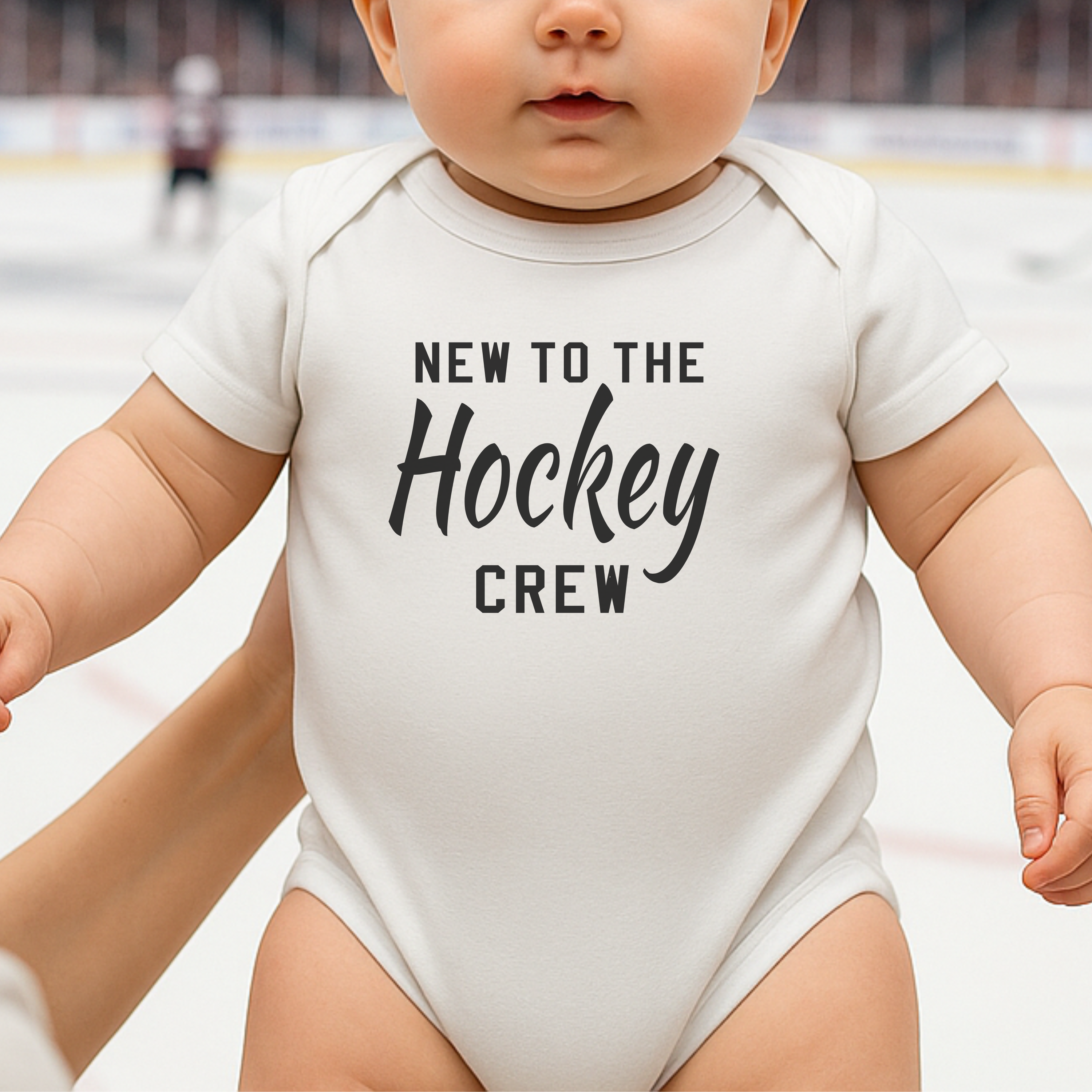 Baby body “New to the Hockey Crew”.