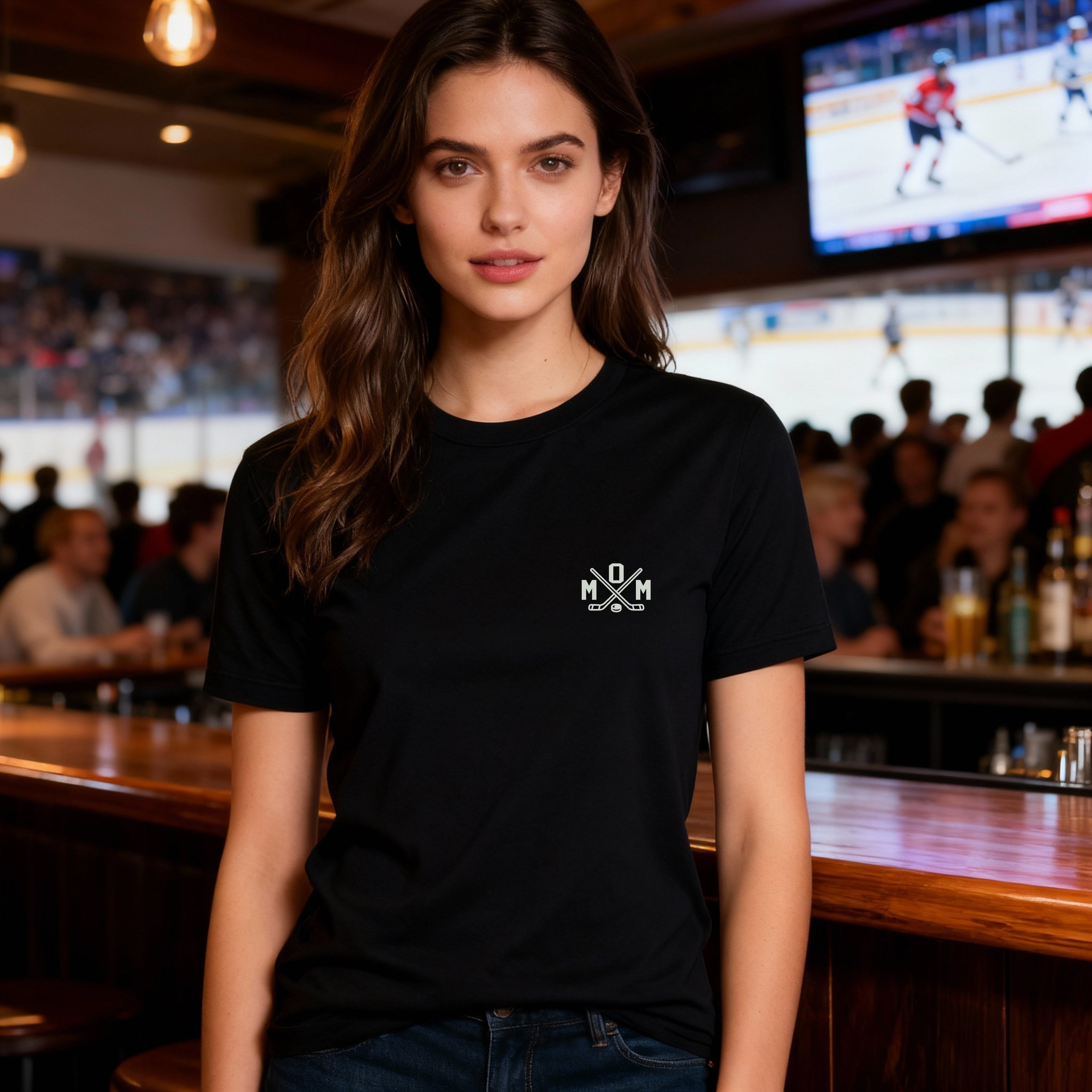 Black hockey T-shirt for moms