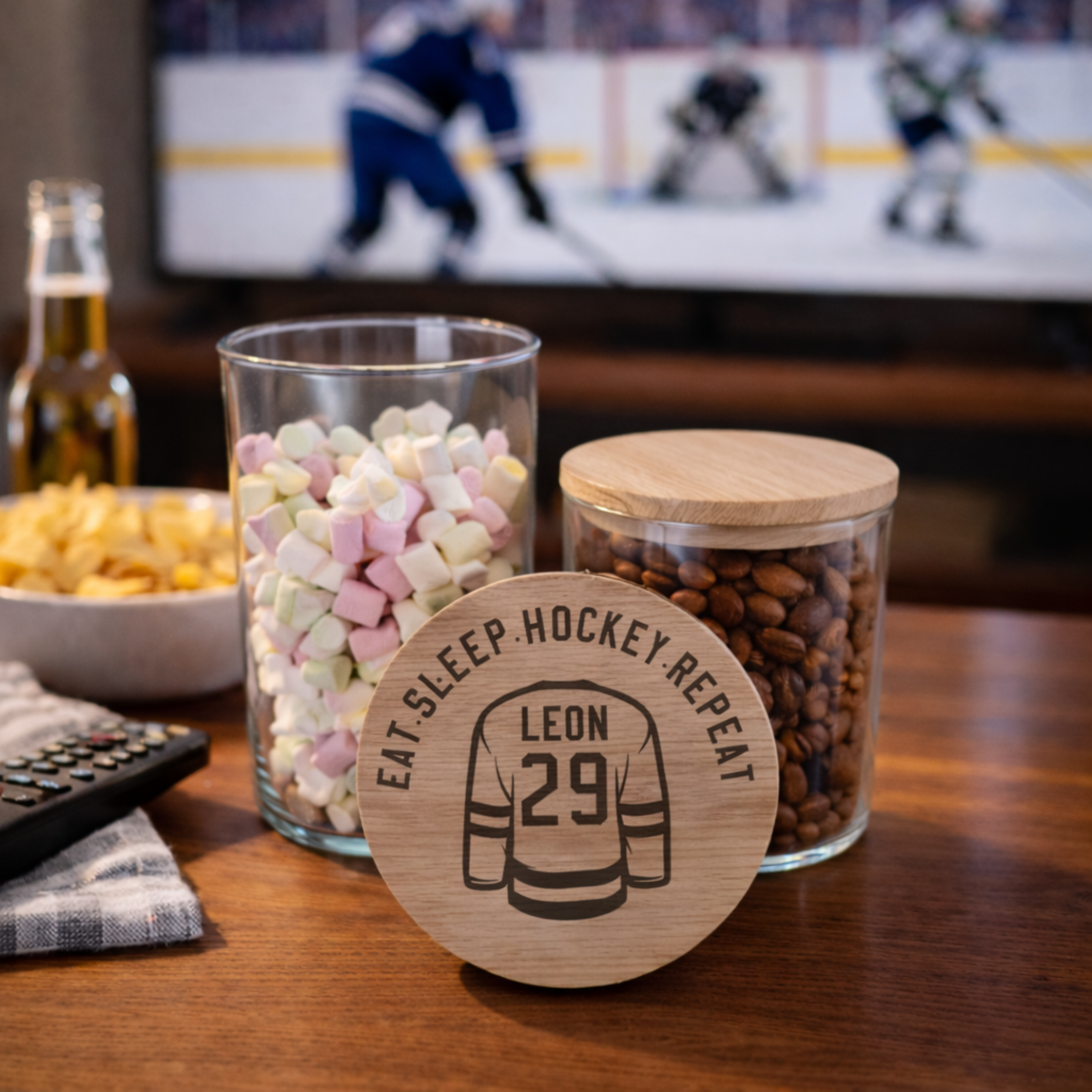 Storage jar Eat.Sleep.Hockey.Repeat.